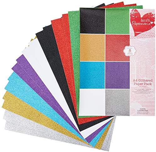 Papermania A4 Glittered Paper, Pack of 16