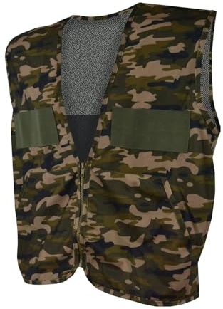 Reliable Headwear Quiet Wear Men's Camo Hunting Vest with Game Bag, L, Adventure-Brown-Camouflage