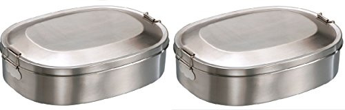 2 Stück Edelstahl Vesperdose 14 x 18 cm Vesperbox Brotdose Lunchbox Dose Box Behälter