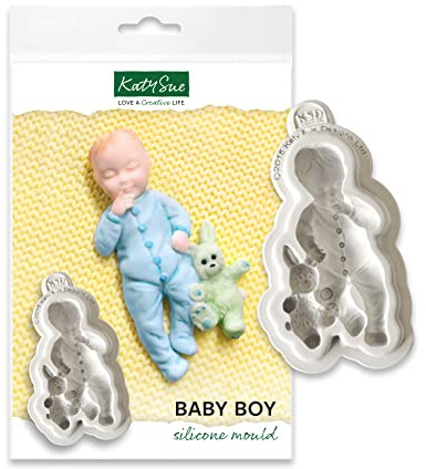 Katy Sue Baby Silicone Mould for Cake Decorating & Craft. Use with Fondant, Sugar Paste & Air Dry Clay. Baby is 85mms or 3.5 Inches Long x 40mms or 2 Inches Wide from Katy Sue Moulds