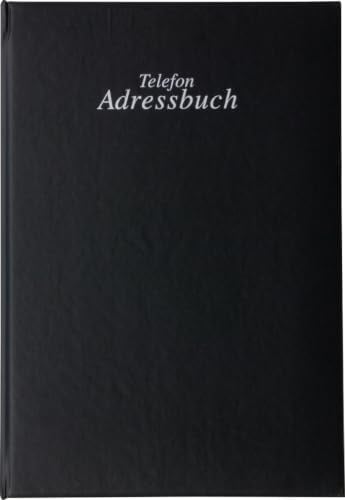 Telefon-,Adressringbuch 15X22Cm | mit 6-Ring-Mechanik und Tab-Register, Passwortbuch in Schwarz