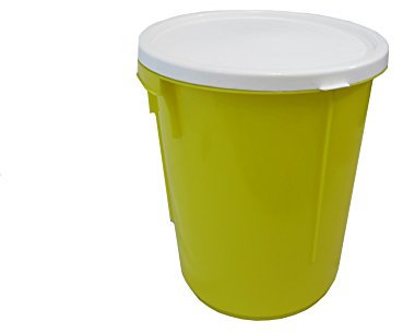 Yellow 25 Litre Storage Bucket with Lid Nappy Bucket Storage Container Bucket Bin. (Made in UK)