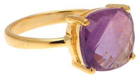 Leaf Ring Sterling Silber vergoldet mit Amethyst, ca. 10 mm, size: 50(15,9) - 58(18,5)