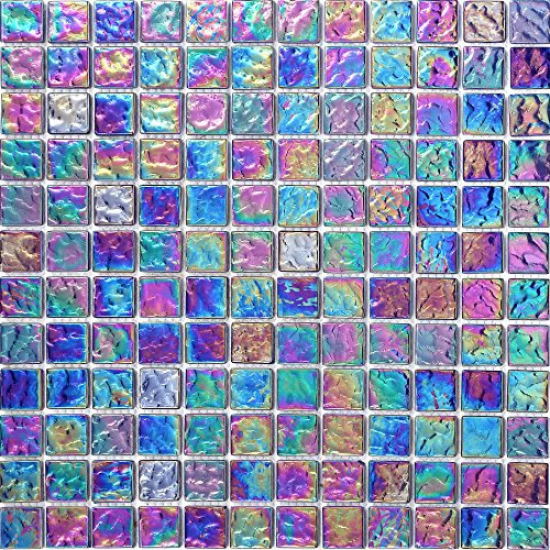 30cm x 30cm Pearl Iridiscent Dark Purple Glass Mosaic Tiles Sheet (MT0042)