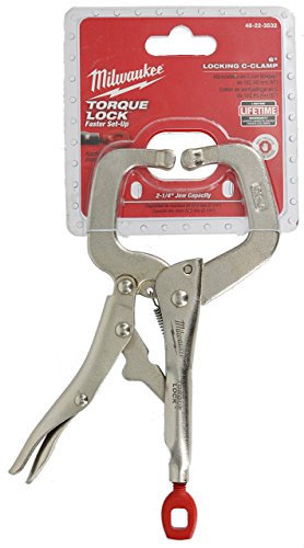 Milwaukee 48-22-3532 Torque Lock 6” Locking Spring Loaded Metal C-Clamp w/Regular Jaws