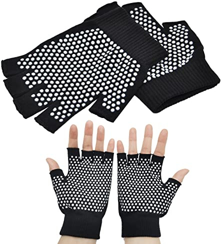 SwirlColor Nicht Beleg Yoga Pilates Fingerübung Grip Handschuhe mit weißem Silikon Dots, 1 Paar Yoga Handschuhe, EU 36-38