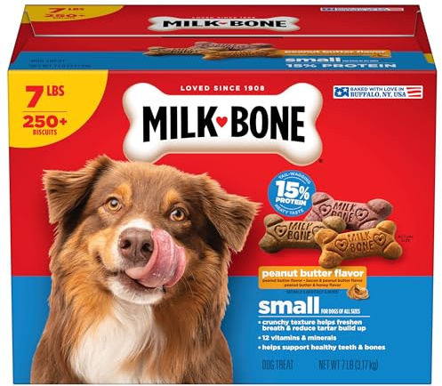 Milk-Bone Peanut Butter Flavor Naturally & Artificially Flavored Dog Biscuits - Crunchy Dog Treats - 7 Pounds (Packaging Design May Vary)