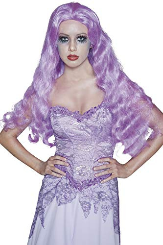 Halloween! Smiffys Perücke Braut aus dem Gruselschloss, Purpur, Lang und wellig