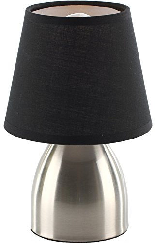 LAMPE DE CHEVET TOUCH PIED METAL ABAT JOUR NOIR