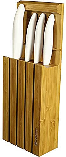 Kyocera 4WHWH Bloc de 4 Couteaux d'Office/Universel/Santoku Céramique Blanc
