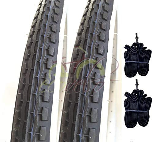 2 neumáticos E + 2 cámaras de aire blanco-negro para bicicletas, 61 x 4,4 cm (24 x 1.75 pulgadas)