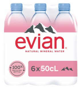Evian - Agua Mineral Natural, Pack 6 x 0.5 L, 3000 mililitro
