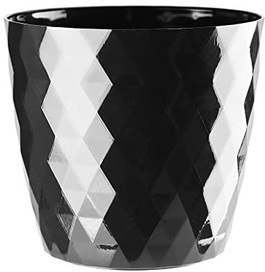 VERDENIA Cristal Blumentopf Leichter Blumenkübel Balkonblumentopf Dekorativer Topf für Pflanzen für Innen und Außenbereich Pflanztopf aus Kunststoff Runder Viele Farben 12cm Schwarz