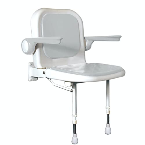 AKW 4000 Series Standard Fold Up Shower Seat Grey with Back and Grey Arms