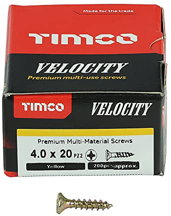 TIMCO Velocity Premium Multi-Use Countersunk Gold Woodscrews - 4.0 x 20 - Box of 200