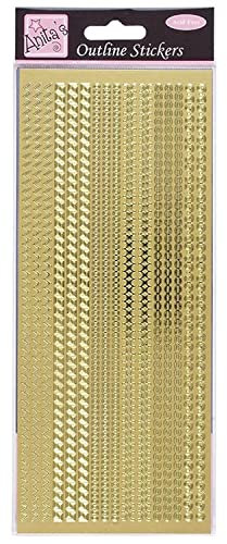 Anitas Outline Stickers, Multicoloured Borders, Gold, For Scrapbooking, Card Making, Kids Play, Homework, Art, Craft, Embelish, Decorative, Paper, Card, Glass, Metal, Plastic, Foam