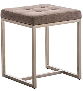 CLP Edelstahl-Sitzhocker Barci Stoff I Hocker Mit Polsterung Und Bodenschonern, Farbe:grau
