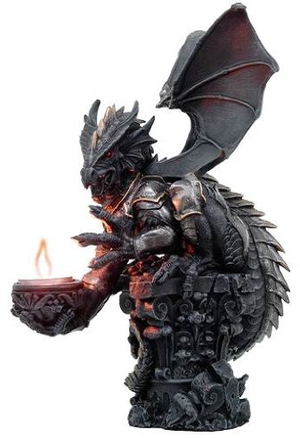 Großer Evil Gepanzerten Drache auf Podest Teelichthalter Statue Figur