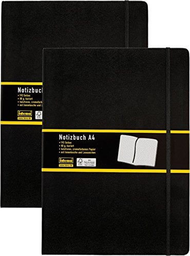 Doppelpack Idena 209280 - Notizbuch DIN A4, 192 Seiten, 80 g/m², kariert, schwarz