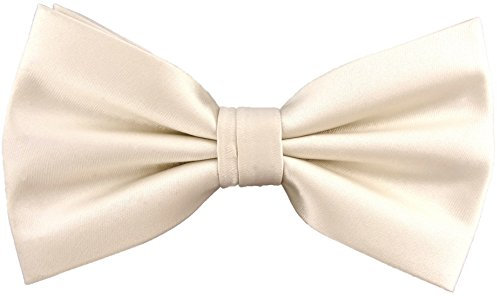 TigerTie Satin Fliege in creme Uni + Geschenkbox, Schleife 30 cm bis 50 cm verstellbar