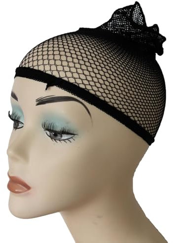 CAISHA Haarnetz Perückenunterziehhaube Perücke Cap 2 Stücke Schwarz WC4