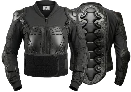 German Wear Motorrad Herren Protektorenjacke Body Armour Schutzjacke mit 8 Protektoren Brust Rücken Schulter Ellbogen Offroad Motocross Schutz Gear