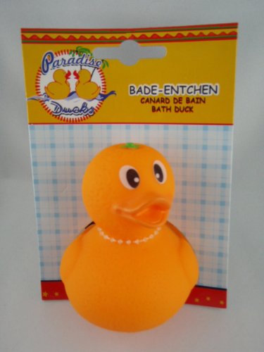 Postler - 577326 - Badeente, Quietscheente, Süsse Früchtchen, Orange, PVC, ca. 10cm