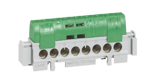 Legrand LEG92792 - Morsettiera di distribuzione terra con 8 morsetti, per cavi da 1,5 a 16 mm2, colore: Verde