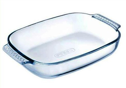 Small Size Rectangular Shape Pyrex Glass Easy Grip Roaster Size 35cm x 23cm