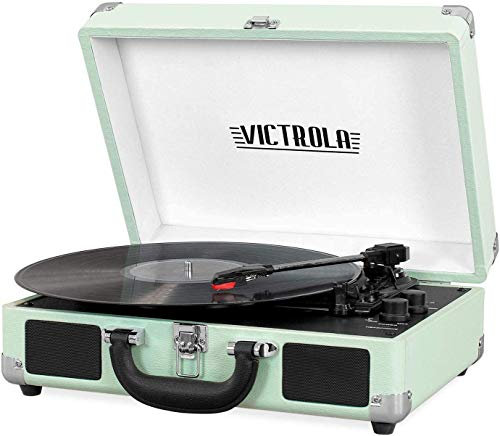 Victrola Journey Bluetooth Portable Suitcase Record Player – with Built-in Speakers, 3 Speed Vinyl Record Player, RCA Out, Headphone Jack, Mint