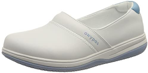 Oxypas Zapatos de Seguridad para Mujer Suzy - Zapato de Trabajo Ligero y cómodo, Ideal para Enfermeras, Cocina o Interior, Antideslizante y Amortiguador, Azul, 36 EU