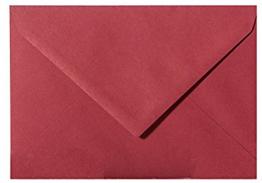 Paper24 25 Umschläge B6 feuchtklebend 120 g/qm, Briefumschläge 12,5 x 17,5 cm für Hochzeit, Geburtstag, zum Basteln in der Farbe Weinrot