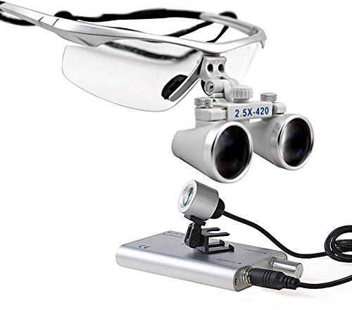 dentest 2,5 x 420mm chirurgischer Medical Fernglas Lupen + Tragbares Dental LED Scheinwerfer