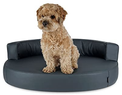 PadsForAll Hundebett, Hundesofa Atlanta Kunstleder GRAU wasserabweisend, Feels Like Heaven | Gr. L | Füllung Visco-Schaumstoff