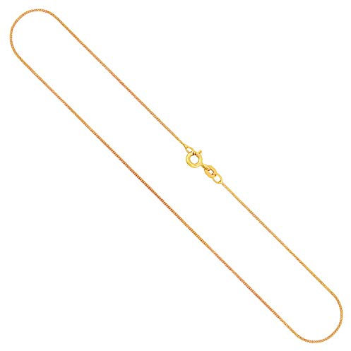 EDELIND Feine Panzerkette Gold 1,1 mm | 14 Karat | Länge 42 cm | Damen Goldkette Herren 585 Echtgold | Kette Damen aus Gelbgold ohne Anhänger | Halskette Damen Mädchen Gold Schmuck Geschenk Box