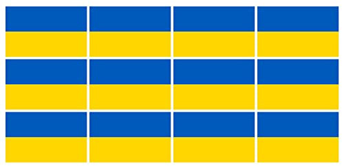 INDIGOS UG - Mini Aufkleber Set - Pack glatt - 50x31mm - selbstklebender Sticker - Ukraine - Flagge - Banner - Standarte fürs Auto, Büro, zu Hause und die Schule - 12 Stück - für Auto, Laptop