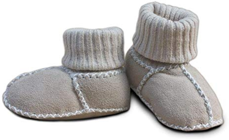 Baby-Lammfellschuhe mit Strickbündchen, sand (16/17)