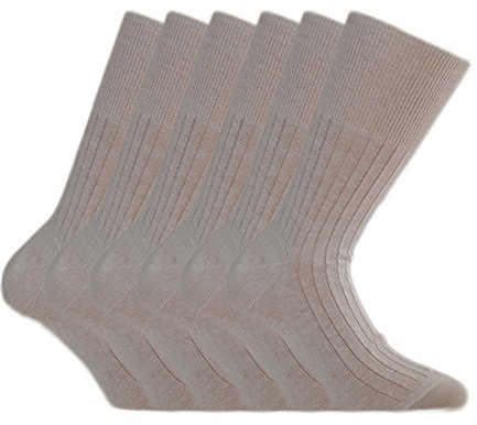 Fontana Calze, 6 paia di calze UOMO sanitarie a bassa compressione in cotone 100%. BIANCO TG 42-44,5