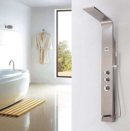Gowe Wandhalterung, modernes gebürstetes Nickel, Duschsäule mit Massagedüsen, Handbrause