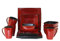 Elama Geschirr-Set, Steingut, quadratisch, 16-teilig, Rot