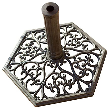 Loberon Schirmständer Montant, mit Ornamenten, Standsicher & Wetterfest, Nostalgischer Charme, im Antik-Look, Outdoor, Gartenzubehör, Gusseisen, antikbraun