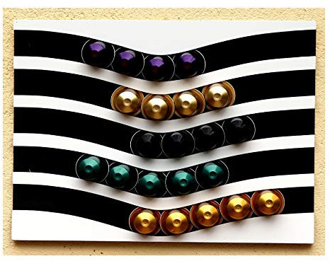 Cafedeco Kaffee-Kapselhalter Kapselspender nur für Nespresso-Kapseln (schwarz auf weiß)