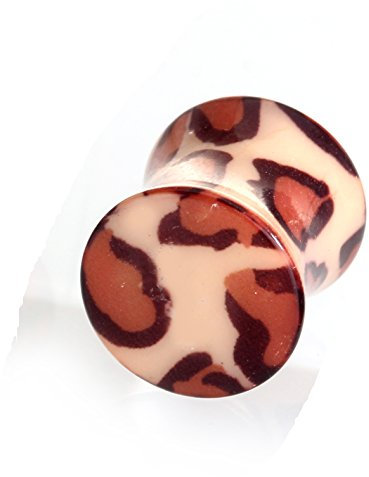 Karisma Ohr Flesh Plug Tunnel Piercing Acryl Leopard Braun T6346 Größe 6mm
