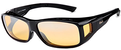 DUCO Polarised Night Driving Over Glasses Wrap Around Be Worn Over Prescription Eyewear Polarized Night Vision 8953Y (Plus Size Black)
