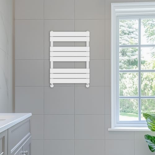 NRG 800x600 Flat Panel Heated Towel Rail Bathroom Rad Radiator Gloss White