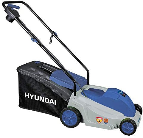 Hyundai 65460 Rasaerba elettrico a spinta per il taglio del tuo prato, 1600 W, 230 V, Grigio/Blu