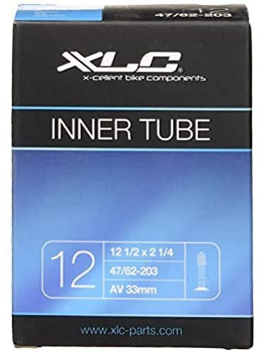 XLC 2508120200 Fahrradschlauch 12 1/2 x 2 1/4 47-203, 54-203, 62-203 AV 33 mm, Schwarz
