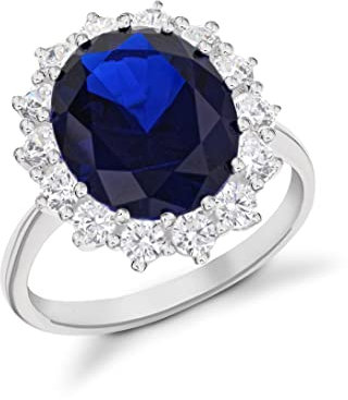 Tuscany Silver Damen Ring Sterling Silber Cluster Weiß Zirkonia Saphir - Größe P