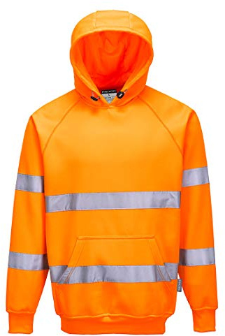 Portwest B304 Hi-Vis Hoodie Reflective Kangaroo Pocket Orange | Orange, 3X Large, EN ISO 20471 Class 3, Bio-Motion Tape, UPF 40+, 300g Brushed Back, Kangaroo Pocket