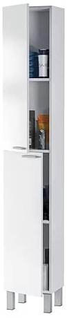 Milano Tall Narrow Bathroom Cupboard White Gloss